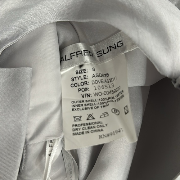 Alfred Sung short bridesmaid dress with bows dove NWT 2 / 4 / 8 - Picture 7 of 8